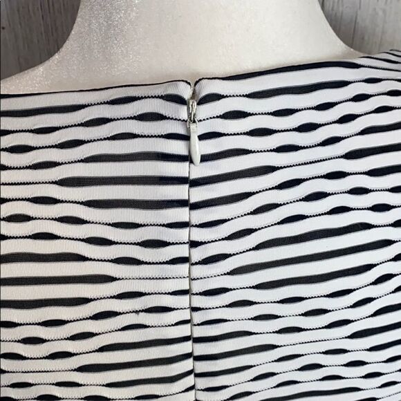 Anne Klein Black and White Ripple Cap Sleeve Midi Dress Size 6  325 - Picture 9 of 14
